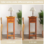 SlickBlue 2-Tier Slim Bedside Table with Drawer and Shelf for Living Room Bedroom