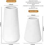 White Ceramic Vase, GUKJOB Small Cute Flower Vase for Pampas Grass, Home, Living Room, Dining Table, Farmhouse, Office Decor, Bedroom, Table, and Kitchen Shelf (White- 2PCS)