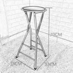 Modern Folding High Chair Bar Stool with PU Leather Seat Compact Design Adjustable Height 70CM Black(A)