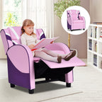 MAT EXPERT Kids Recliner Sofa, Gaming Chair w/Footrest, Arms & Side Pocket Storage, Adjustable Leather Kids Couch Lazy Boy Armchair Reading Chair, Toddler Lounge Chair for Boys Girls Age 3+ (Pink)