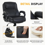 BestOffice Big and Tall Heavy Duty Office Chair 400lbs Wide Seat Ergonomic Computer Desk Chair with Arms and Lumbar Support High Back PU Leather Executive Task Computer Chair for Back Pain, Black