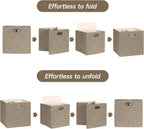 Posprica Collapsible Storage Bins,13×13 Foldable Storage Cube Boxes Fabric Drawer Fabric Storage Bins Vinyl Record Light Coffee, 4 Pack