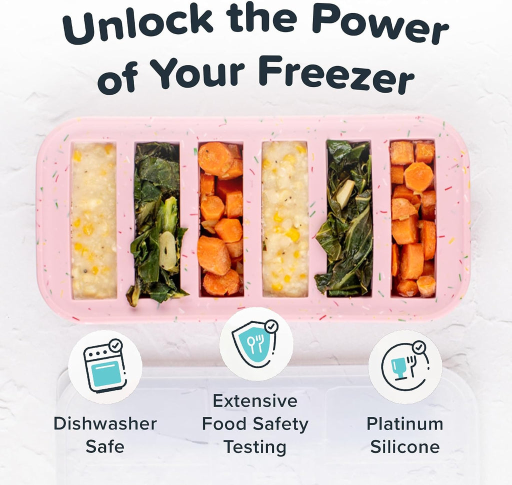 Souper Cubes 1/2 Cup Silicone Freezer Molds with Lids, Cotton Candy, 2-Pack | 100% Platinum-Cured Silicone Freezer Cubes, Oven & Microwave Safe, Perfect for Freezing Broth, Sauces, Sides and More