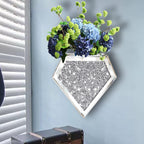 Flower Vase Crushed Diamond Hanging Planter& Geometric Decor Mirrored Container,Set of 2 Diamond Shape Decorative Vases Luxury for Home Decor. Befit for Artificial Flowers, Can't Hold Water.