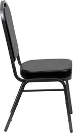 BizChair 4 Pack Crown Back Stacking Banquet Chair in Black Vinyl - Silver Vein Frame