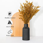 Bohemian Black Ceramic Vase - for Pampas Grass, Mantel, Bookshelf, Entryway and Living Room Decor (Black, Set of 3)