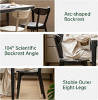 Dining Chairs, Kitchen Chairs, 100% Oak Solid Wood Modern Chair with Curved Backrest Kitchen & Dining Room Chairs Modern Chair for Living Room (Black, 4 Pack)