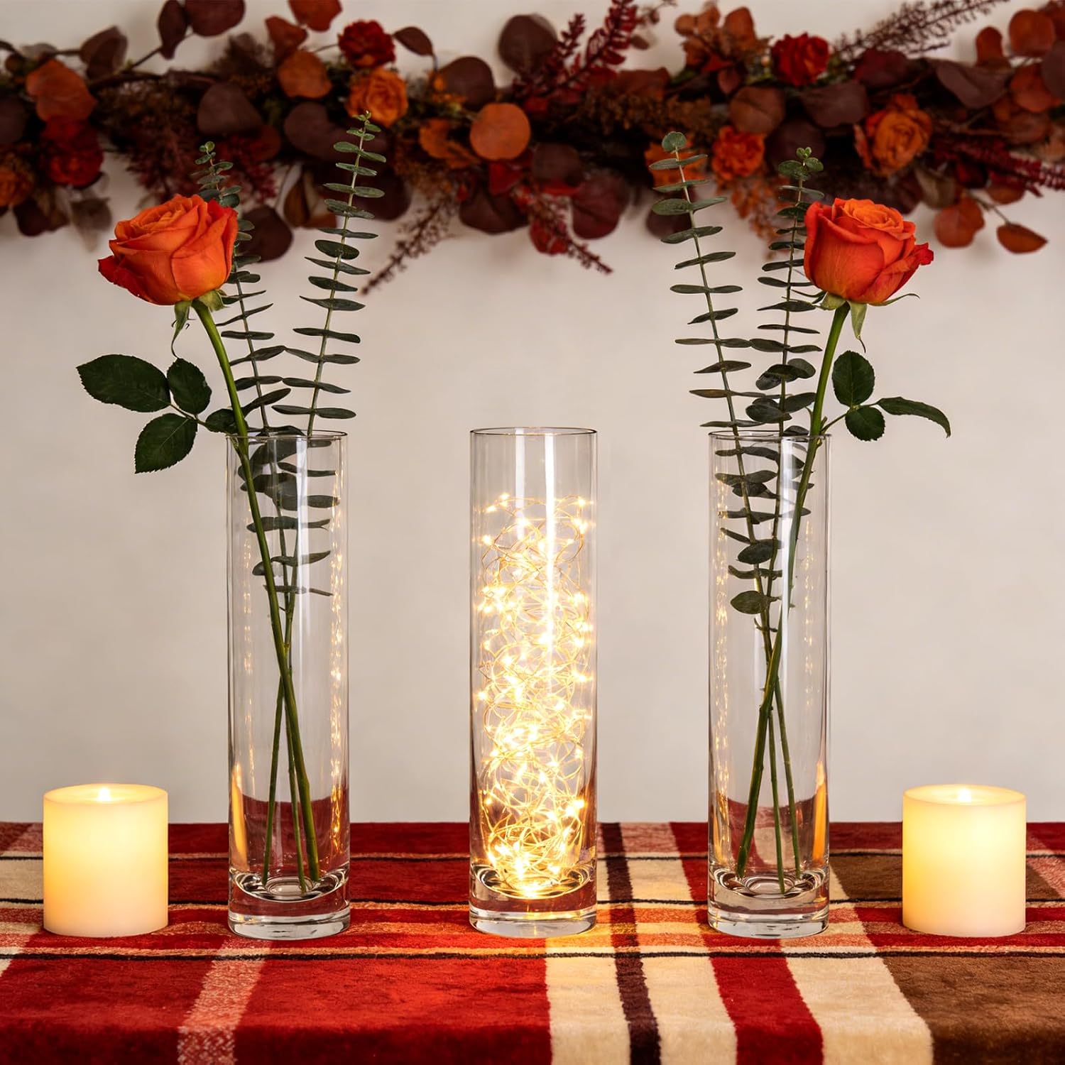 7.48 inch Tall Vases for Flowers,12PCS Glass Cylinder Vase, Single Rose Bud Vase for Event Decor,Bud Vases in Bulk for Wedding Centerpieces,Home Aesthetic Desk Decor, Party Decorations