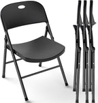 RUIE 4 Pack Folding Chairs, Foldable Plastic Chair with Reinforced Steel Frame, Portable Foldable Chairs Black Folding Chair for Indoor Outdoor Dining Party Event Wedding Meeting Room Garden Office