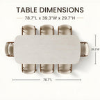 Honyee Sintered Stone Dining Table for 6–8, 78.7" Rectangular Kitchen Table, Real Travertine Top, Rounded Corners, Walnut Pedestal Base, Large Modern Dining Room Table
