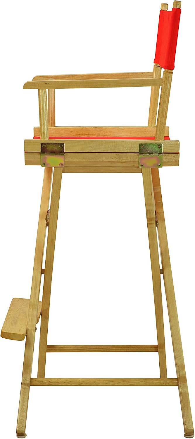 Casual Home 30" Director's Chair Natural Frame-with Orange Canvas, Bar Height