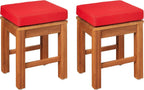 Amazon Aware FSC Certified (FSC N004130) Outdoor Patio Stools with Cushions, Acacia Wood, Set of 2, Natural Finish