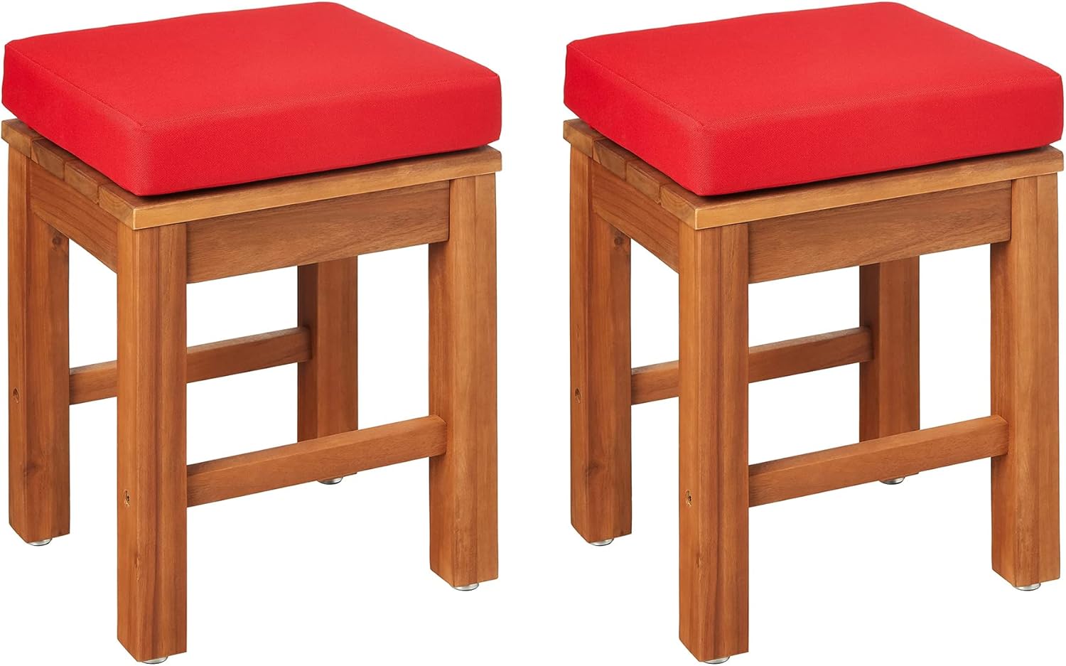 Amazon Aware FSC Certified (FSC N004130) Outdoor Patio Stools with Cushions, Acacia Wood, Set of 2, Natural Finish