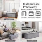 Giantex 43 Inches Folding Storage Ottoman Bench, Upholstered PU Leather Storage Chest with Side Pocket, Padded Seat, End of Bed Bench, Collapsible Ottoman Foot Rest for Living Room, Bedroom & Entryway