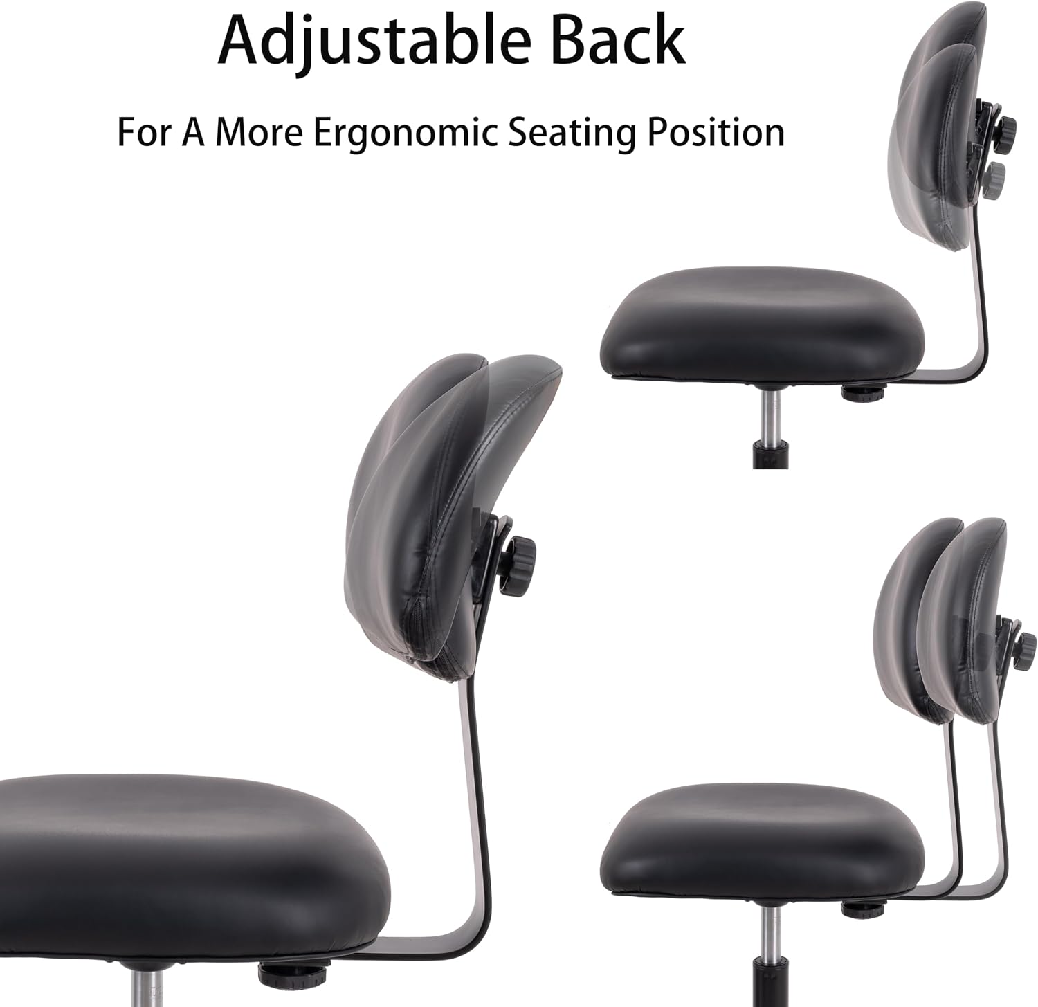 TAKE UR SEAT® Economical Multi-Purpose Medical Spa Drafting Stool with Adjustable seat and Back Height. Advanced Fabric seat Cover is Easy to Clean. Blade Wheels (Med. Bench Height Black)
