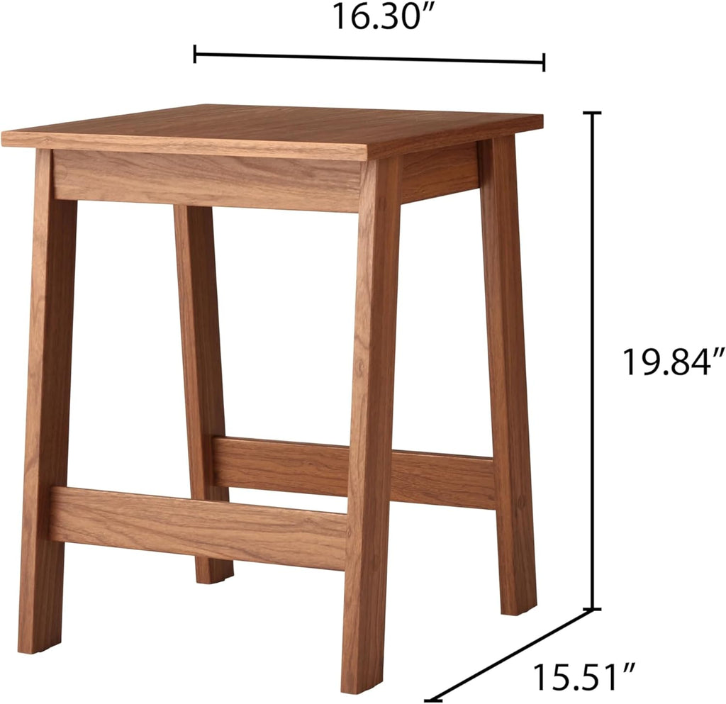 Small Square Premium Wood Side Table - Sturdy Space-Saving Walnut Finish End Table for Living Room Bedroom Sofa Bedside Balcony Home Office