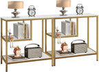 AT-VALY 3-Tier End Table,Nightstand for Living Room, Bedroom, Office, Bathroom (Gold)
