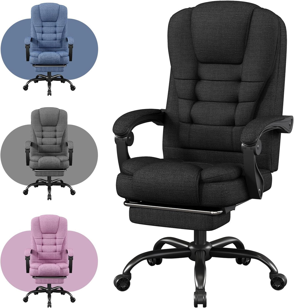 Office Chair, Fabric Gaming Chair with Footrest, Executive Comfortable Computer Desk Chairs, 360° Swivel Base & Height Adjustable Reclining Ergonomic Task Chair for Adults, Gamer Chair & Silla Gamer