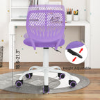 FurnitureR Purple Armless Desk Chair, Ergonomic Swivel Study Chair with Mesh Seat & Rolling Wheels, Lightweight Cute Task Chair for Creating a Cozy & Inspiring Kids’ Study Space — A Lovely Gift Choice