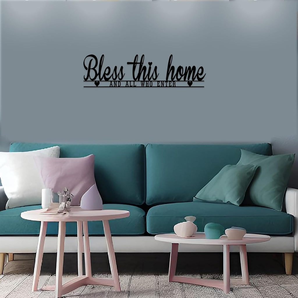 Bless This Home Wall Decor, Blessed Wall Decor, Black Metal Bless This Home Sign, Metal Wall Art Farmhouse Entryway Sculptures for Home Decor Inspirational Quotes, for Hallway, Kitchen, Living Room