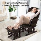 Solid Wood Construction, Incredibly Smooth Quiet Gliding, Soft Skin-Friendly Fabric, Baby Nursery Relax Rocker Rocking Chair Glider and Ottoman Set Super Soft Cushion, Extra Storage Pocket, Brown