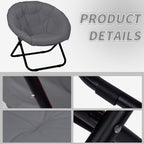 Folding Faux Fur Saucer Chair,Portable Folding Soft Moon Chair for Bedroom, Dorm Rooms, Apartments, Lounging, Garden and Courtyard, Grey