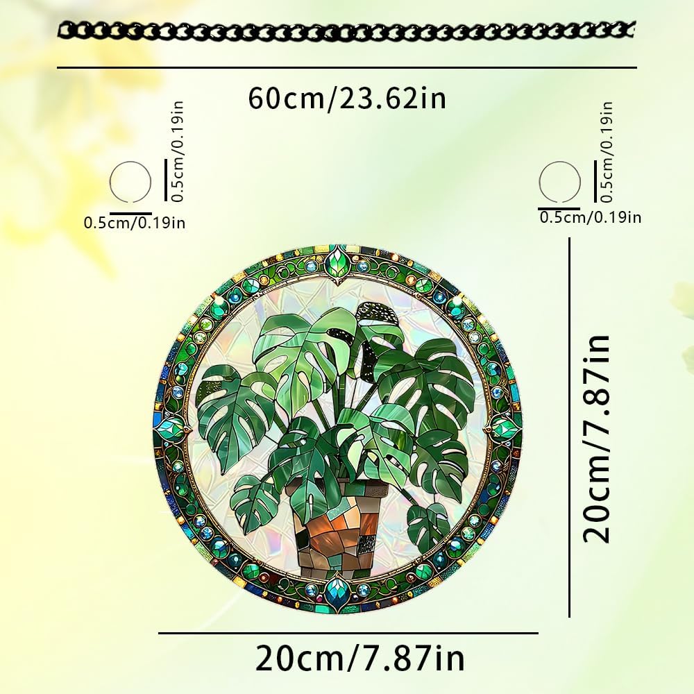 Acrylic Suncatcher Window Hanging, Leaf Sun Catcher Rainbow Indoor Window Decoration for Living Room Bedroom, Summer Home Balcony Ornaments Deco, 7.87 x 7.87 inches (64 Leaf)