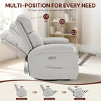 Korser Power Swivel Rocker Recliner Chair. Electric Glider Rocking Chair Nursery with Massage & Heat. PU Leather Nursery Rocking Chairs with USB & Type-C Ports for Living Room, Bedroom, Nursery, White
