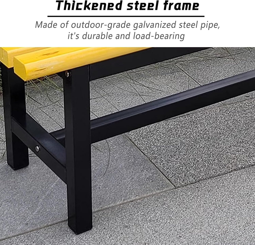 Patio Benches for Outdoors Solid Wood Seat More Stable and Durables not Easy to Shake Strong and Durables for Patio Lawn Balcony Yard Porch and Indoor(Dark Wood Grain,120cm/47in)