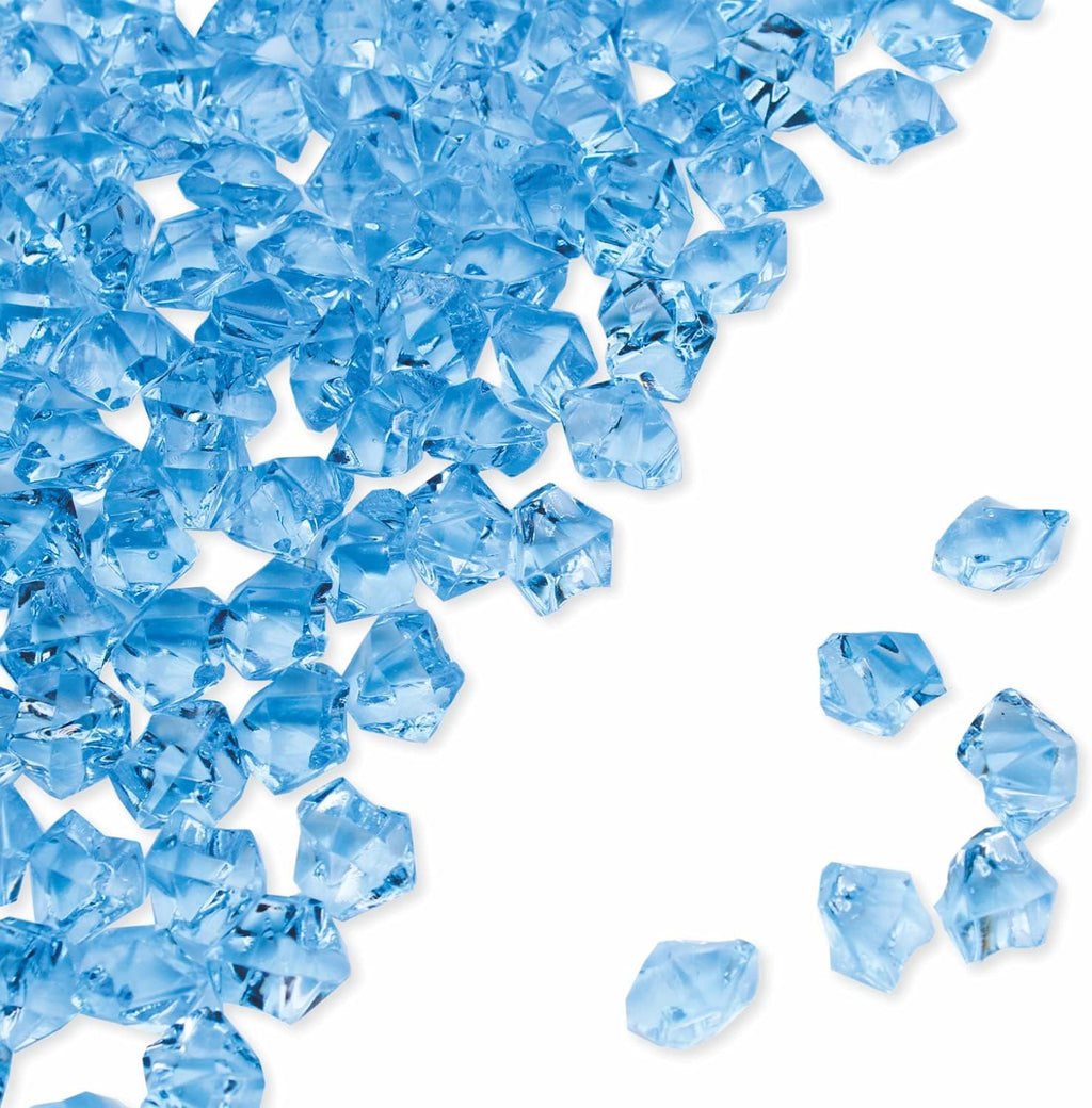 PMLAND Clear Fake Ice Rocks – 180 Pcs Large Light Blue Acrylic Gems Crushed Plastic Diamonds Vase Filler for Centerpieces, Theme Décor, Holidays, Parties, Aquarium & Table Scatter
