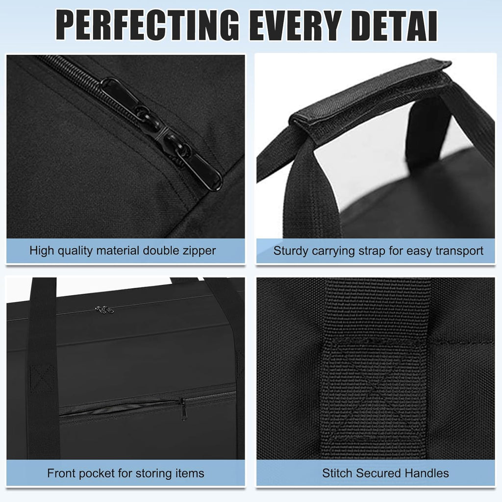 Heavy Duty Folding Chair Storage Bag, [Thick Fabric+Front Pocket] 40.5" x 12.2" x 20",For Metal/Plastic/Wooden Chairs, Large Waterproof Carry Bag with Sturdy Pad Handle,Black, (Only bag)