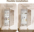 Lighted Medicine Cabinet with Mirror 20x26 IN, LED Medicine Cabinet Mirror with 3-Colors Dimmable Light, Defog, Medicine Cabinet with Lights Built-in Sensing Light, 2 Outlets, Recessed or Wall Mount