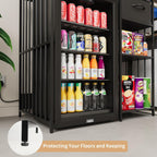 VOWNER Mini Fridge Cabinet with Power Outlet, 3-Tier Industrial Style Kitchen Microwave Stand Baker Rack with Drawer, Utility Storage Shelf for Home Kitchen Dorm Office, Black, 35" Lx22 Wx37 H