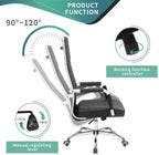 Tuoze Office Chair High Back Leather Desk Chair Modern Executive Ribbed Chairs Height Adjustable Conference Task Chair with Arms (Black)