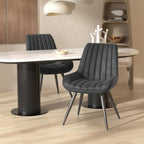 Nalupatio Modern Dining Chairs Set of 6, Fabric Dining Room Chairs with Soft Backrest and Seat, Comfortable Thick Cushion Upholstered Side Chairs with Metal Legs for Kitchen, Black