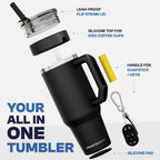 Thicc Buddy - 40 oz Stainless Steel Vacuum Insulated Tumbler with Lid and Straw for Water - Travel Mug Cupholder Friendly - Gifts for Women Men Him Her