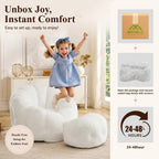 Mofolit 46" Oversized Flower Bean Bag Chair with Ottoman for Adults,Large Cozy Beanbag Chair with Artificial Rabbit Fur Fabric,Boneless Sofa for Living Room,Reading Room and Apartment.(Cream)