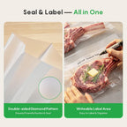 FRESKO Vacuum Sealer Bags Rolls with Write-On Labels, 11" x 20' 2 Pack Bags, BPA Free, Heavy Duty, Customized Size for Food Storage and Sous Vide