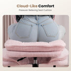Cross Legged Office Chair, Ergonomic Cloud Criss Cross Desk Chair, Meditation Chair with Wheels, Height Adjustable Seat for ADHD, Wide Kneeling Chair with Back Support,Pink