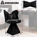 Velvet Swivel Vanity Chair with Butterfly Back, Makeup Stool for Bedroom Dressing Table, Modern Accent Chair for Living Room, Dining Room, Study, Home Office (Black)