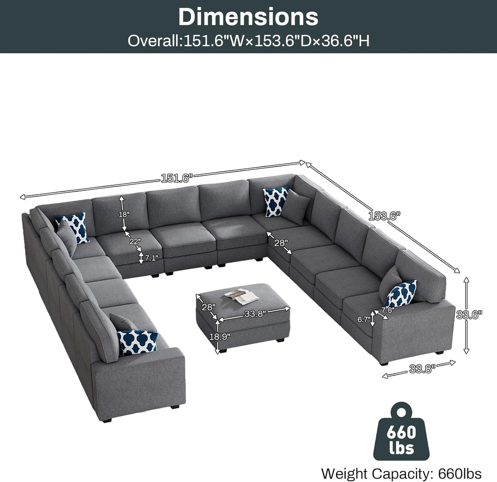 Legend Vansen Modular Sectional Sofa L Shaped Couch with Ottoman Modern Reversible Corner Sectional Couch for Living Room