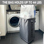 Goodpick Laundry Basket with Wheels, Laundry Hamper with Removable Wash Bag, Clothes Hamper, Rolling Laundry Basket, Dorm Room Essentials, 75L, Grey