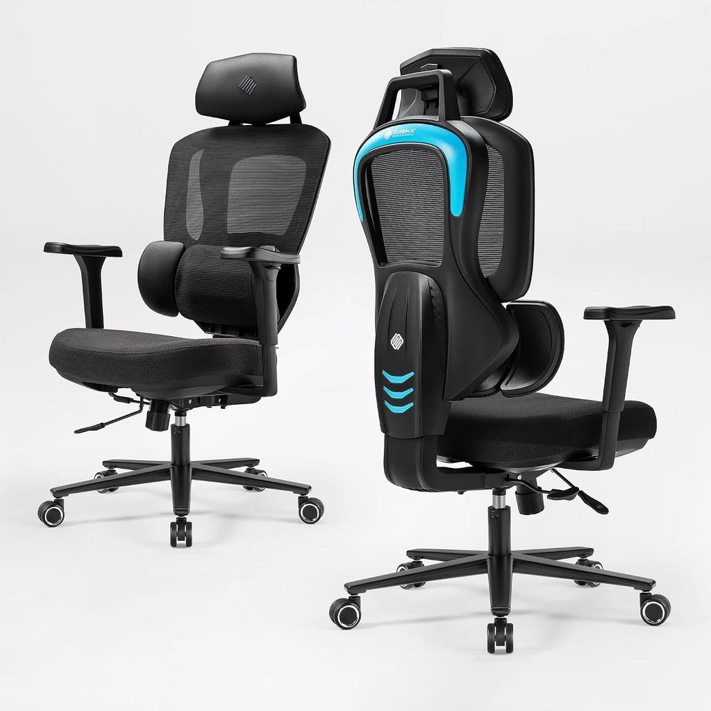 EUREKA ERGONOMIC Typhon Gaming Chair, Ergonomic Office Chair, Home Office Desk Chairs, Gaming Chairs for Adults, Mesh Office Chair, Adjustable Armrest Headrest, Hight Back, BlackBlue