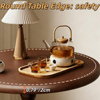 YUNMUARY-Vintage Round End Table with Storage Solid Wood Bedside Tables Wooden End Tables Circle Nightstands Living Room Side Table for Small Spaces Bedroom Side Tables Modern Coffee Table for Balcony