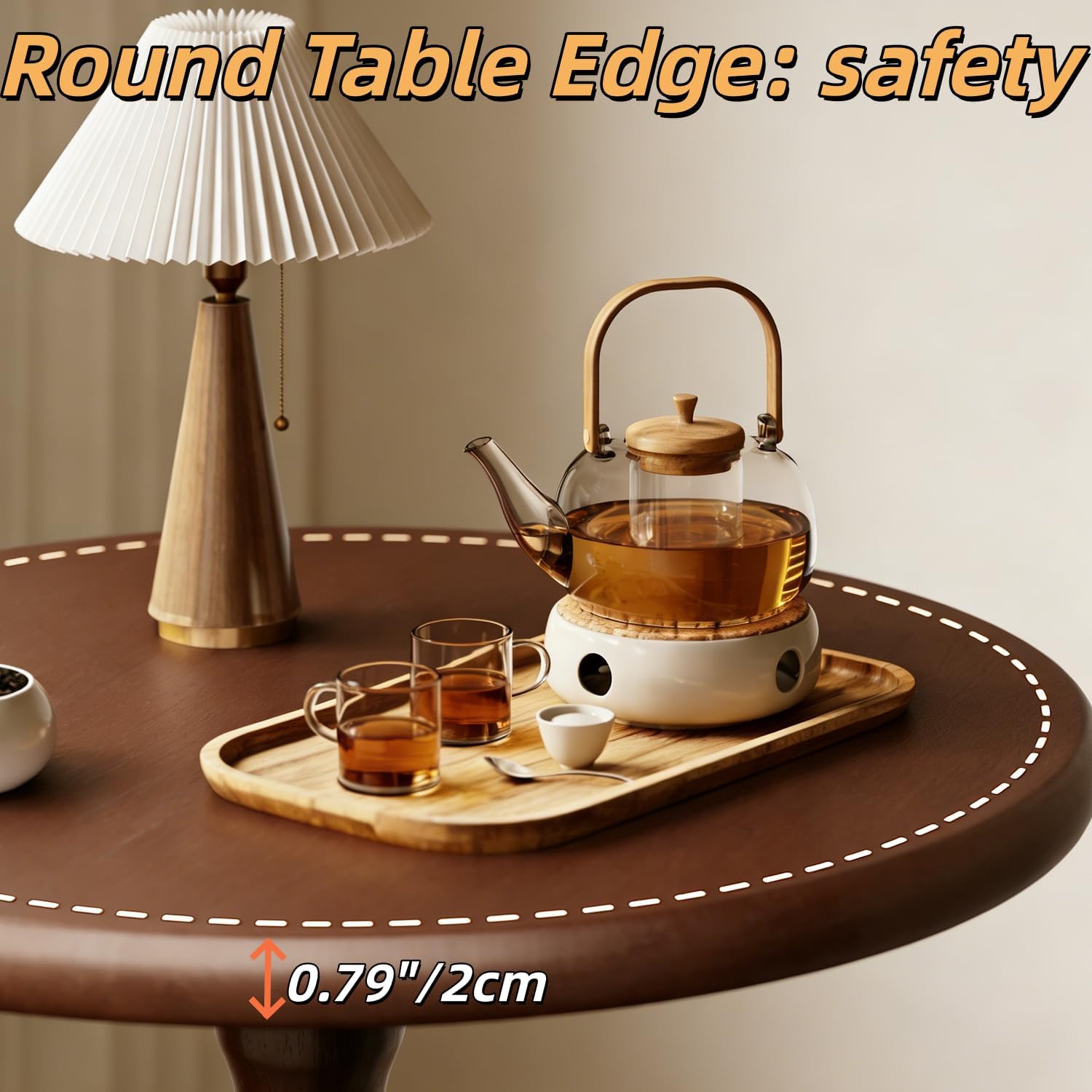 YUNMUARY-Vintage Round End Table with Storage Solid Wood Bedside Tables Wooden End Tables Circle Nightstands Living Room Side Table for Small Spaces Bedroom Side Tables Modern Coffee Table for Balcony