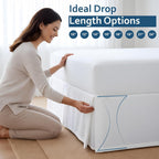 Twin Bed Skirt 18 Inch Drop, Pleated Dust Ruffle with Split Corners, 3-Sided Easy Fit Bed Skirt with Platform, Ultra-Soft Microfiber, Wrinkle Resistant, Tailored Fit, White