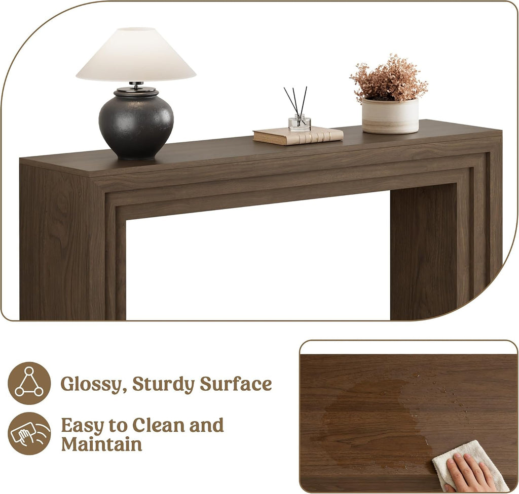 Lulive Console Table for Entryway, 43 Inch Step Design Sofa Table | 11.8"D step console supports up to 110 lb, with anti-tip kit and labeled parts for about 40-minute assembly.