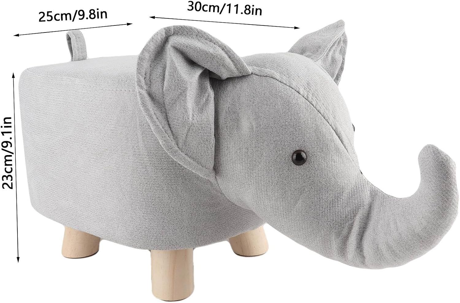 Animal Footstools, Cartoon Animal Shape Footstools, Cute Elephant Shaped Stool Ottomans, Mini Ottoman Furniture for Nursery, Bedroom, Playroom, and Living Room Decor, Multipurpose Small(Grey White)