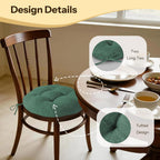 Round Chair Cushions with Ties 16" x 16" x 3" Thick Round Cushions Set of 2 for Indoor Furniture Comfy Circle Seat Pads for Kitchen Dining Room Green