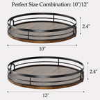LAMU 2 Pack 10'' 12'' Lazy Susan Turntable Organizer for Cabinet, Round Wood Lazy Susan for Table Top, Countertop, Pantry, Spice, Bathroom Vanity, Coffee, Decor